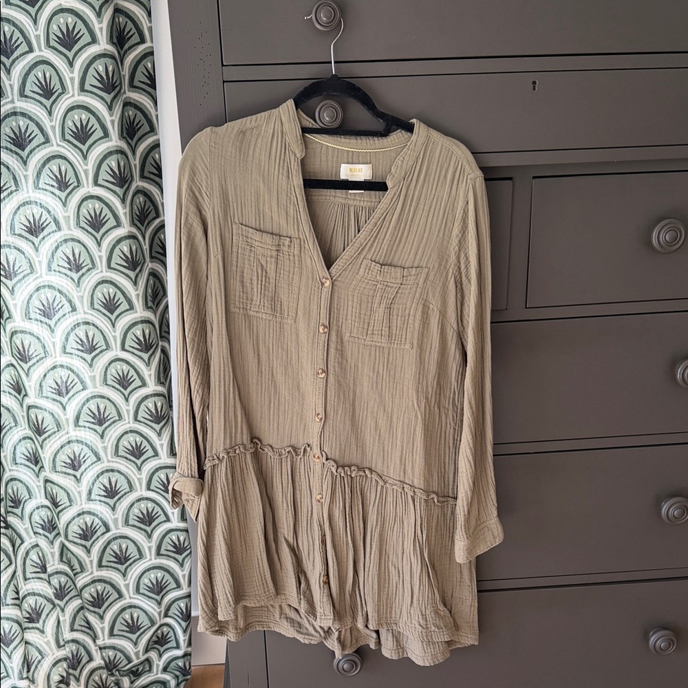 Maeve Olive Button-Down Blouse